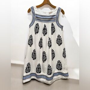 Lucky Brand Embroidered Sleeveless Trapeze White Dress size Small